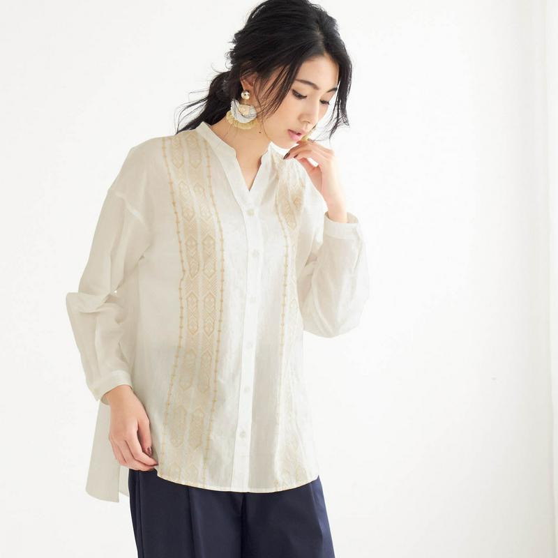 刺しゅう使いシャツチュニック