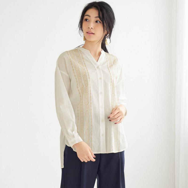 刺しゅう使いシャツチュニック
