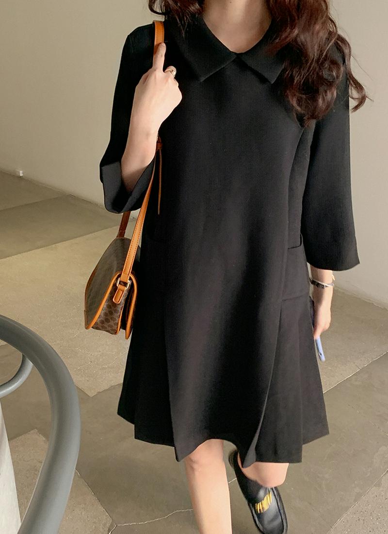 サイドプリーツカラーワンピース