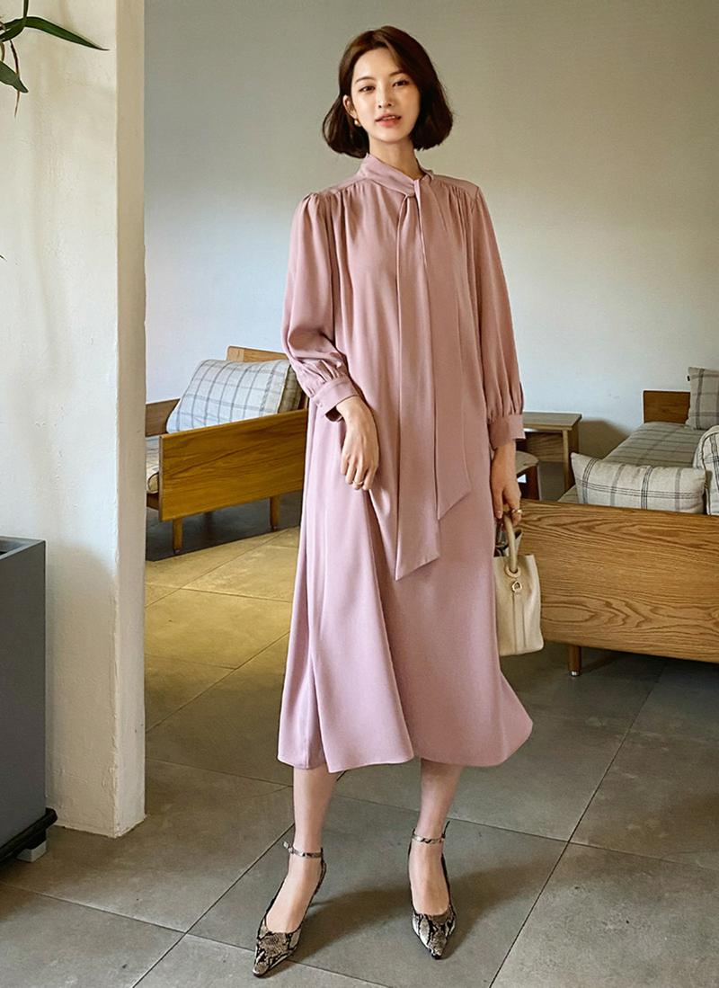 ギャザーリボンワンピース・全2色