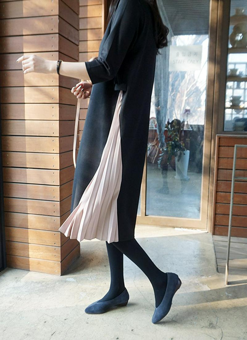 サイド配色プリーツワンピース