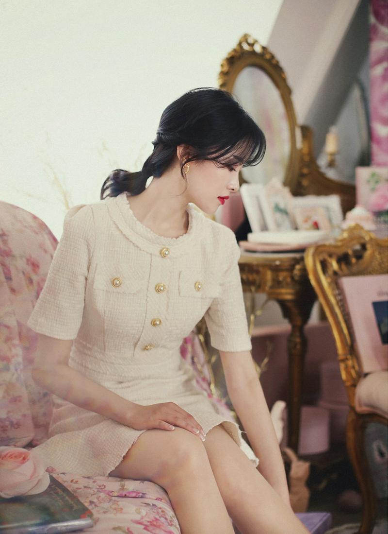 ツイードフレアミニワンピース