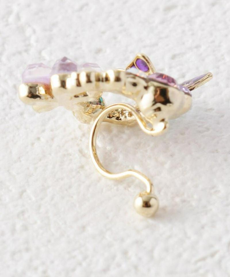蝶花モチーフぐるりノンホールピアス（イヤリング）