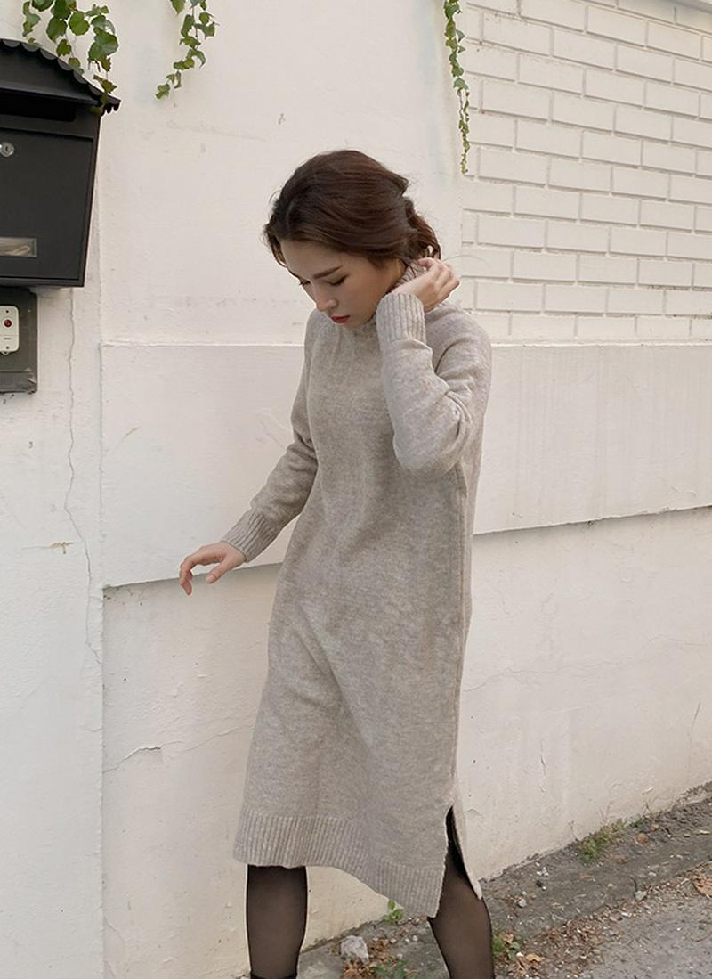 ラグランスリーブニットワンピース
