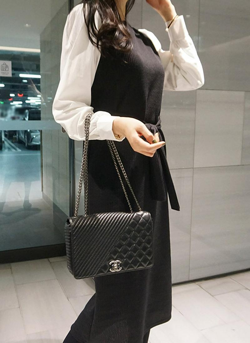 パフスリーブ切替ワンピース