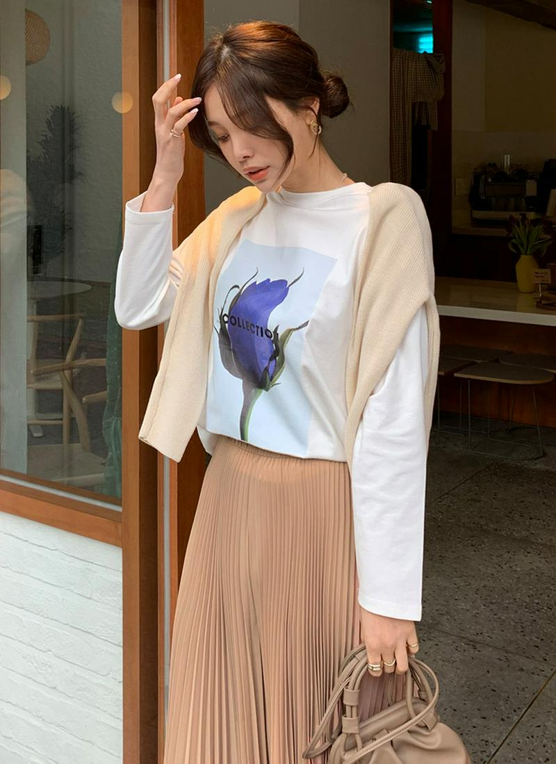 ローズプリントTシャツ・全4色