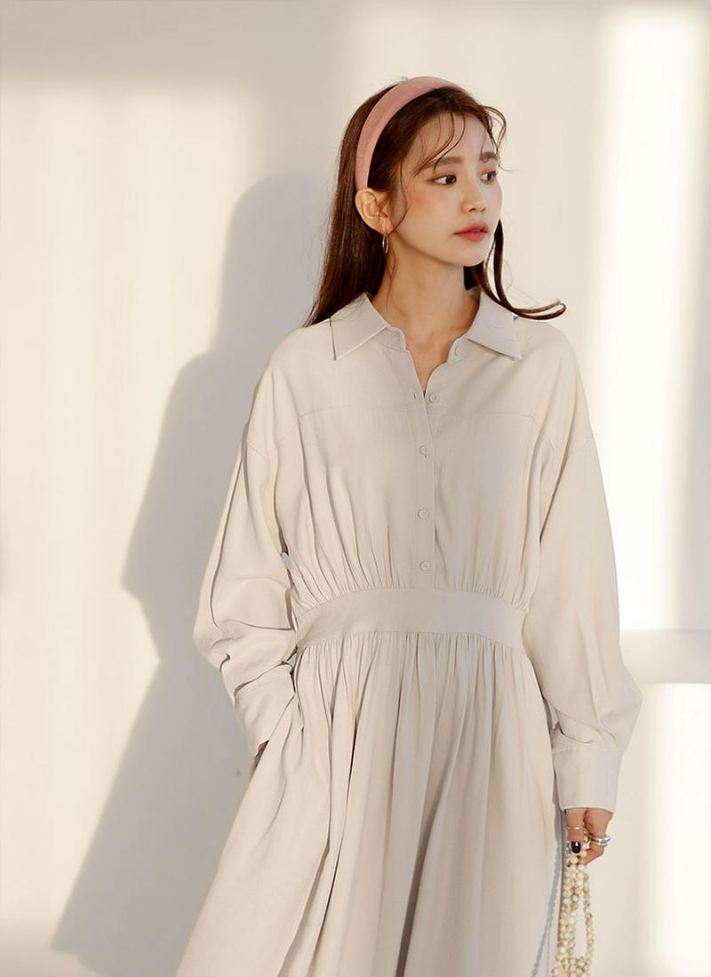 ギャザーシャツワンピース・全2色