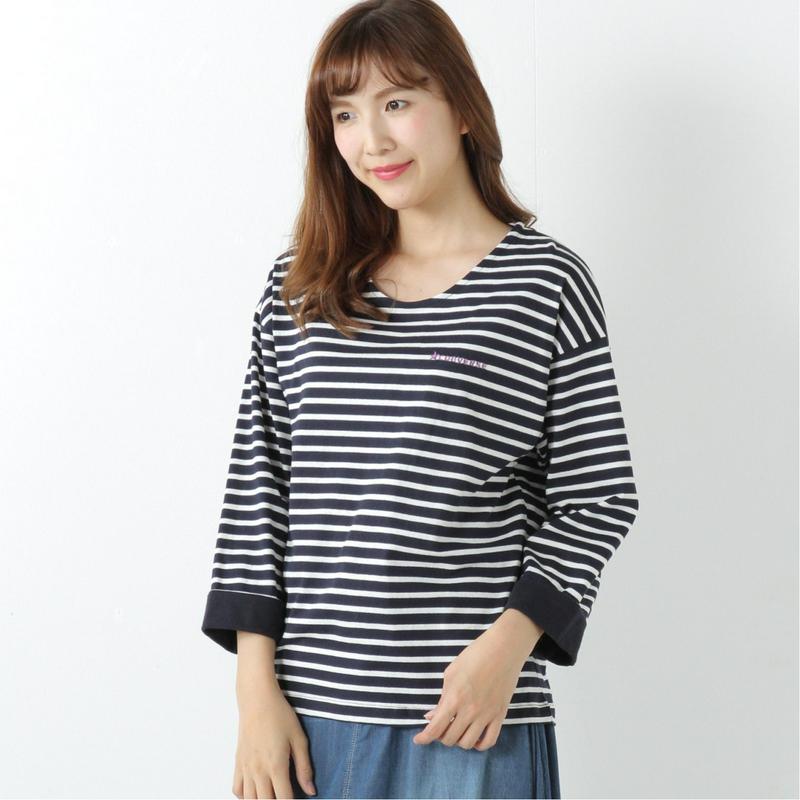 コンバース袖配色クルーネックＴシャツ（ボーダー・無地）