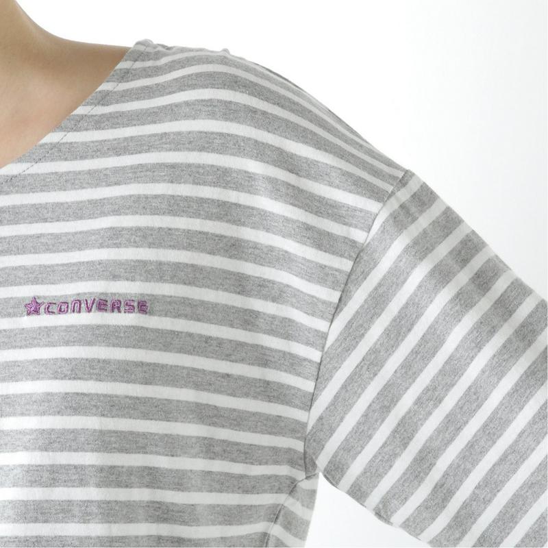 コンバース袖配色クルーネックＴシャツ（ボーダー・無地）