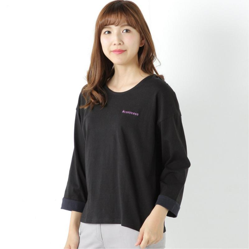 コンバース袖配色クルーネックＴシャツ（ボーダー・無地）
