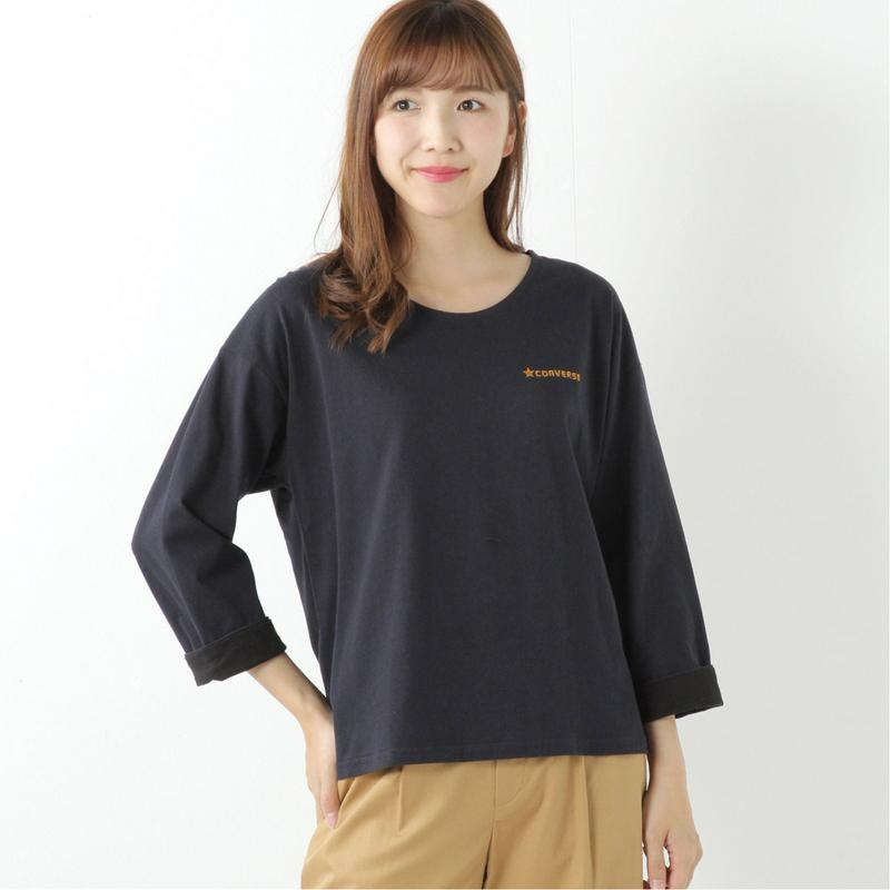 コンバース袖配色クルーネックＴシャツ（ボーダー・無地）