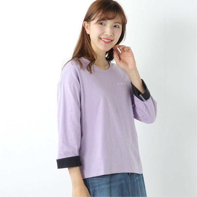 コンバース袖配色クルーネックＴシャツ（ボーダー・無地）