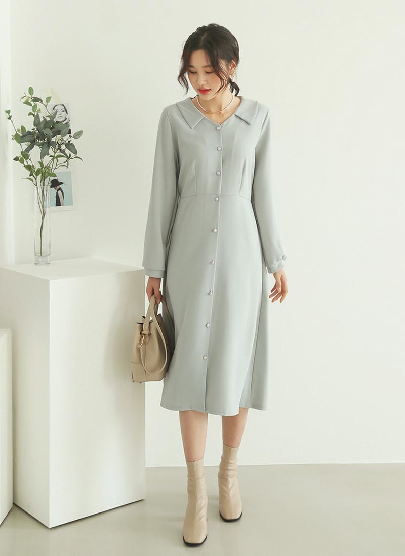 パールボタンカラーワンピース・全3色