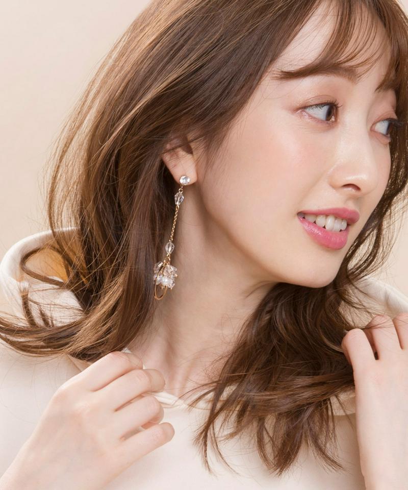 【felice】アシメトリークリアストーンピアス