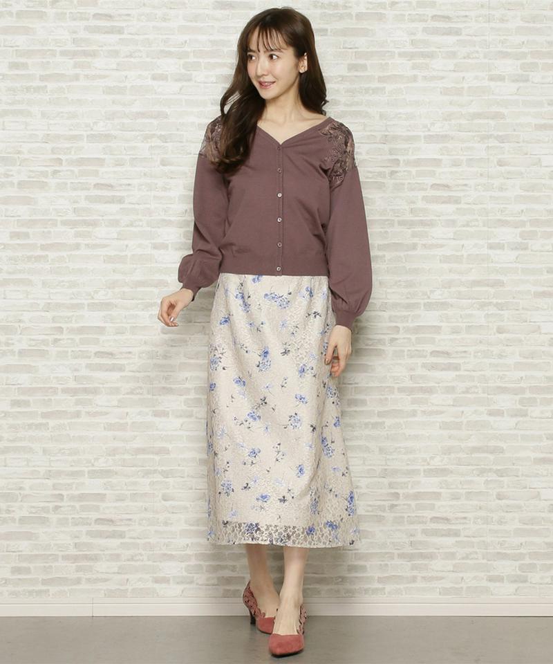 レース刺繍2WAYニット