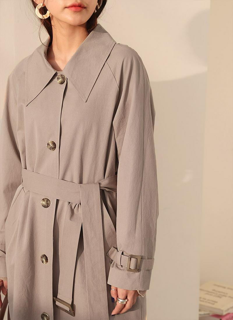 ベルト付シングルロングジャケット・全2色