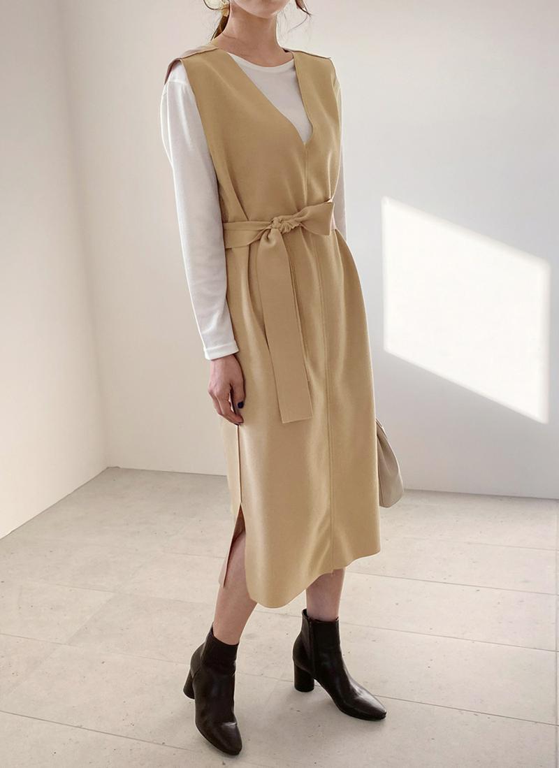 Tシャツ付スリーブレスワンピース・全4色