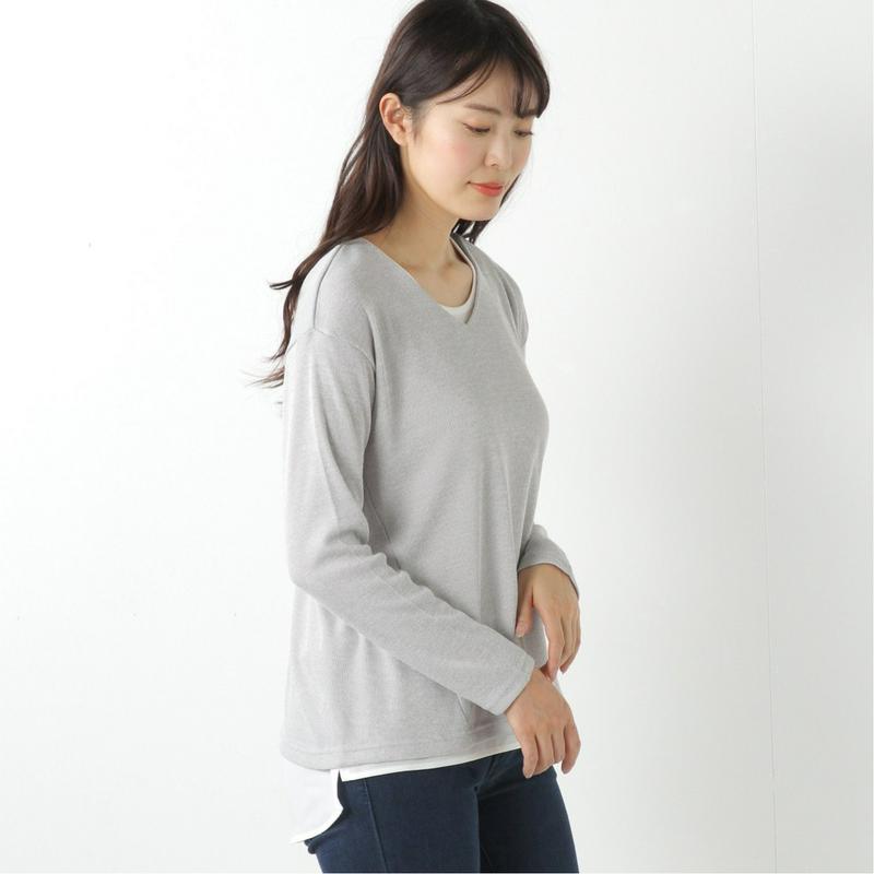 １枚でコーデ完成◎リブ編みアンサンブルＴシャツ（ノージーン/NO JEAN）