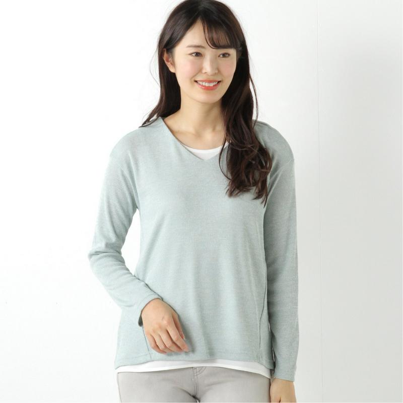 １枚でコーデ完成◎リブ編みアンサンブルＴシャツ（ノージーン/NO JEAN）