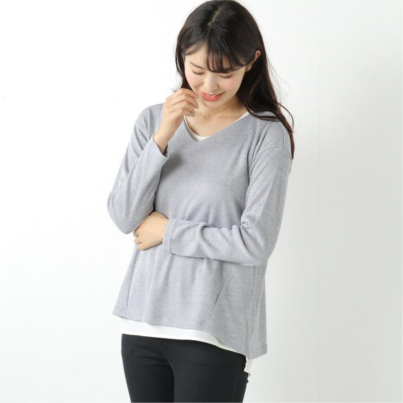 １枚でコーデ完成◎リブ編みアンサンブルＴシャツ（ノージーン/NO JEAN）