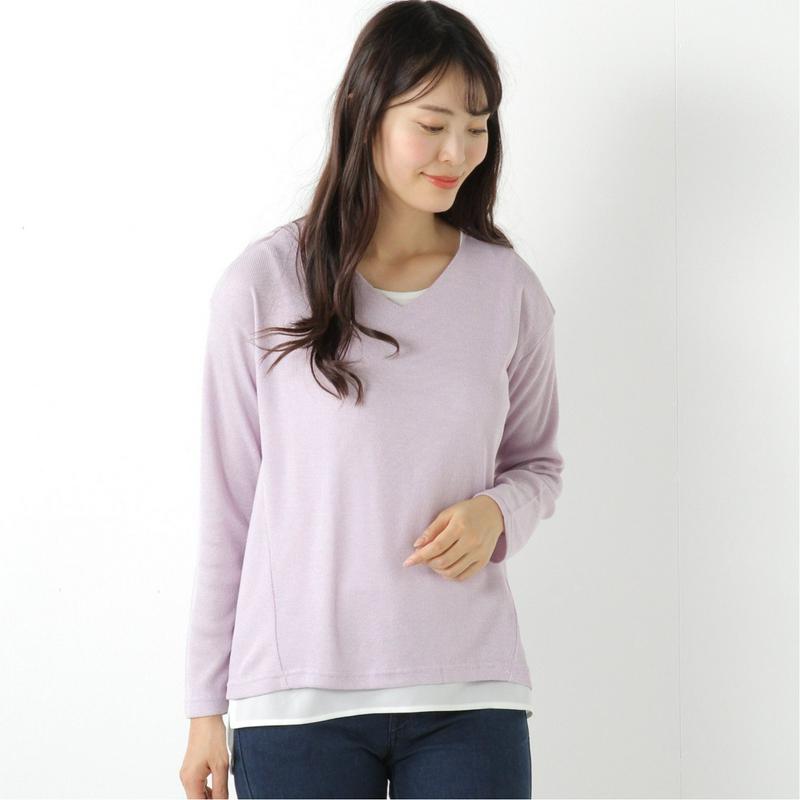 １枚でコーデ完成◎リブ編みアンサンブルＴシャツ（ノージーン/NO JEAN）