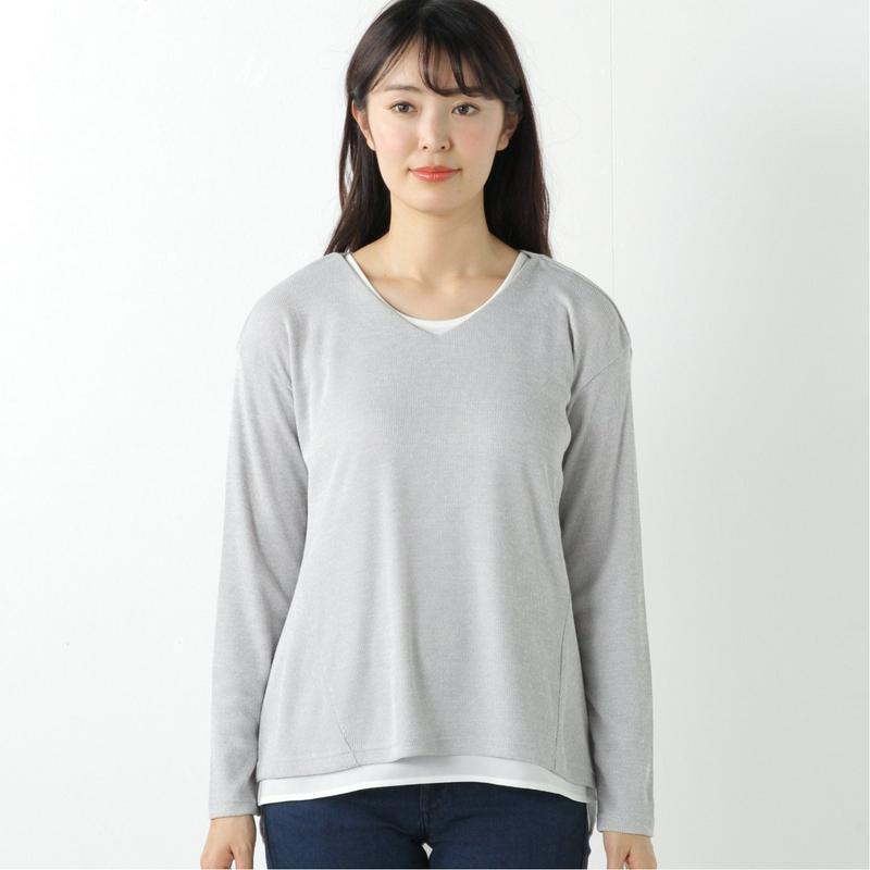 １枚でコーデ完成◎リブ編みアンサンブルＴシャツ（ノージーン/NO JEAN）