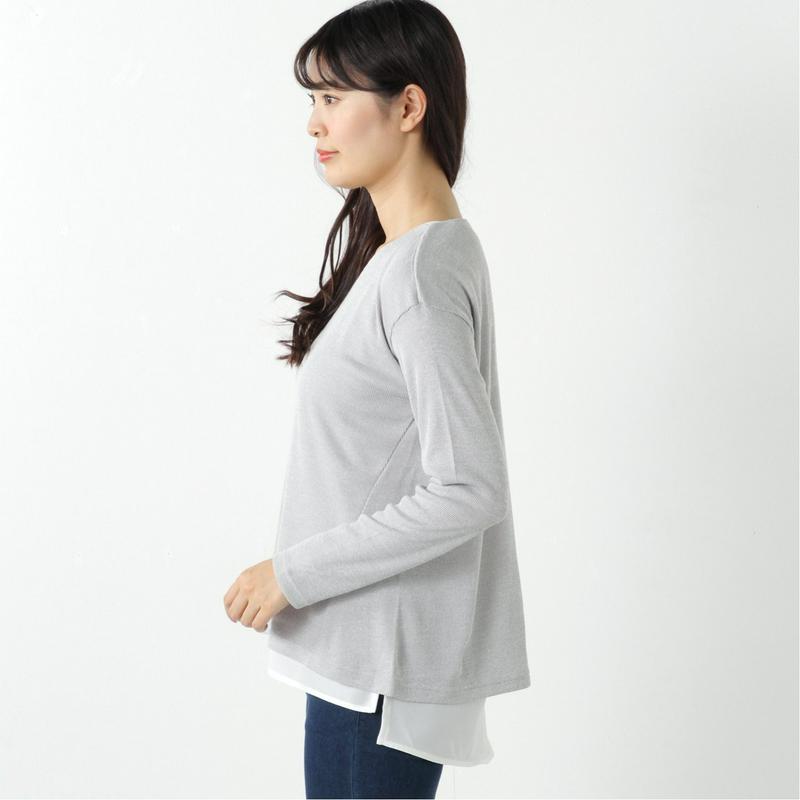１枚でコーデ完成◎リブ編みアンサンブルＴシャツ（ノージーン/NO JEAN）