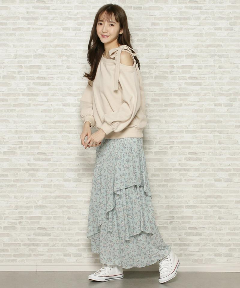 小花楊柳アシメスカート