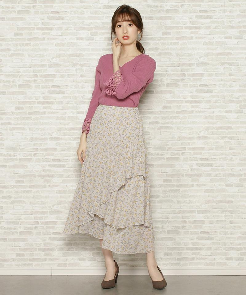 小花楊柳アシメスカート