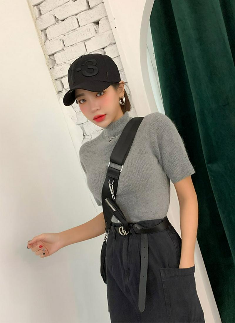 アンゴラ混ハーフスリーブニット