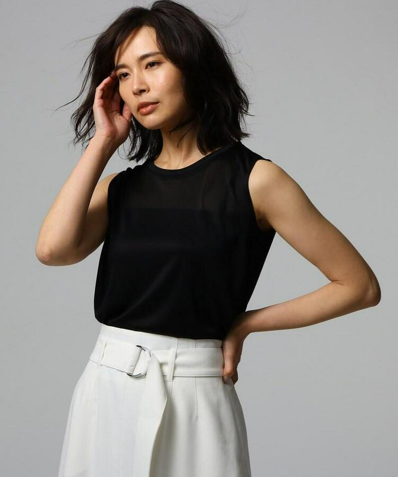 シアーノースリーブトップス