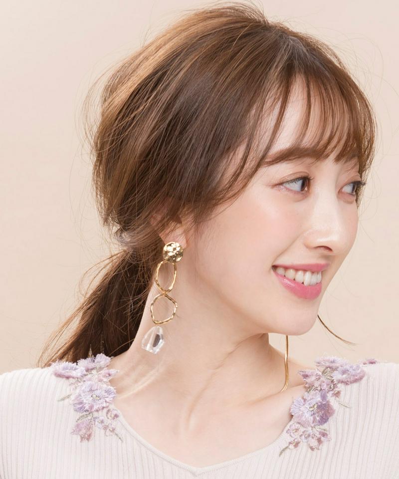 【felice】アシメトリーゴールドリングピアス