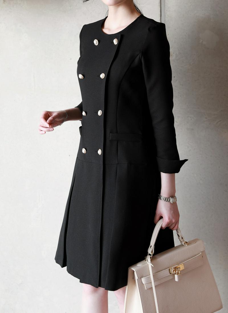 パール風ダブルボタンワンピース