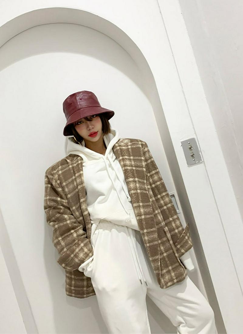 チェックウール混ソフトジャケット