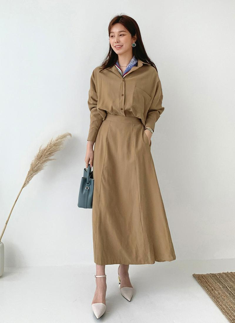 シャツフレアワンピース・全2色