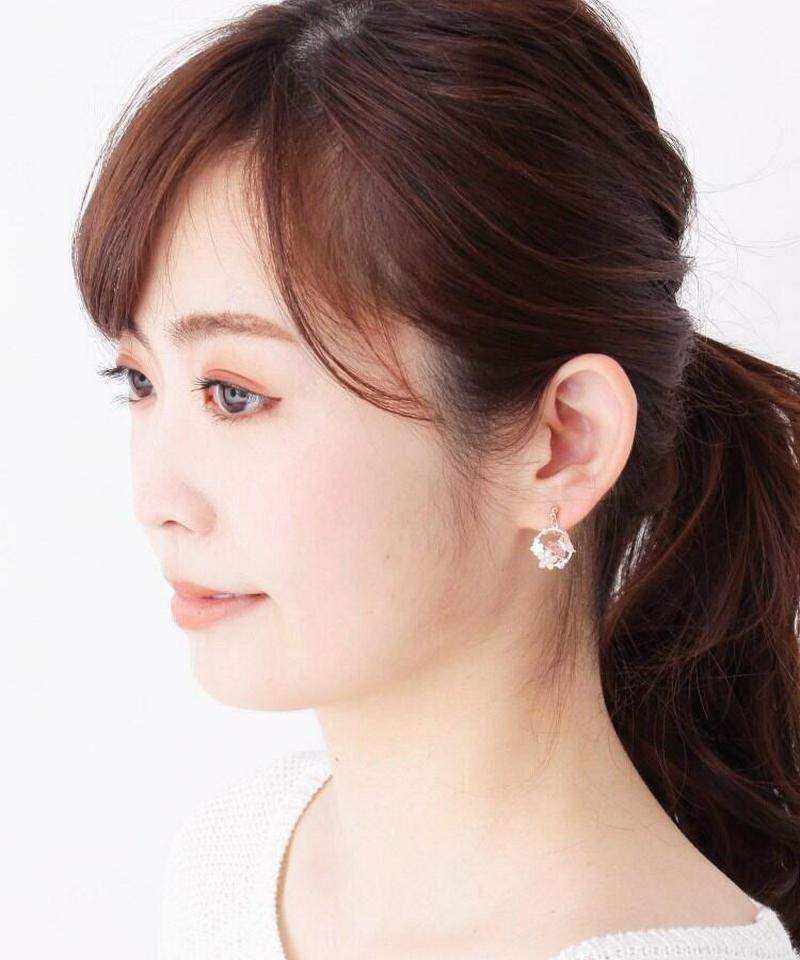 蝶花サークルモチーフセットノンホールピアス（イヤリング）