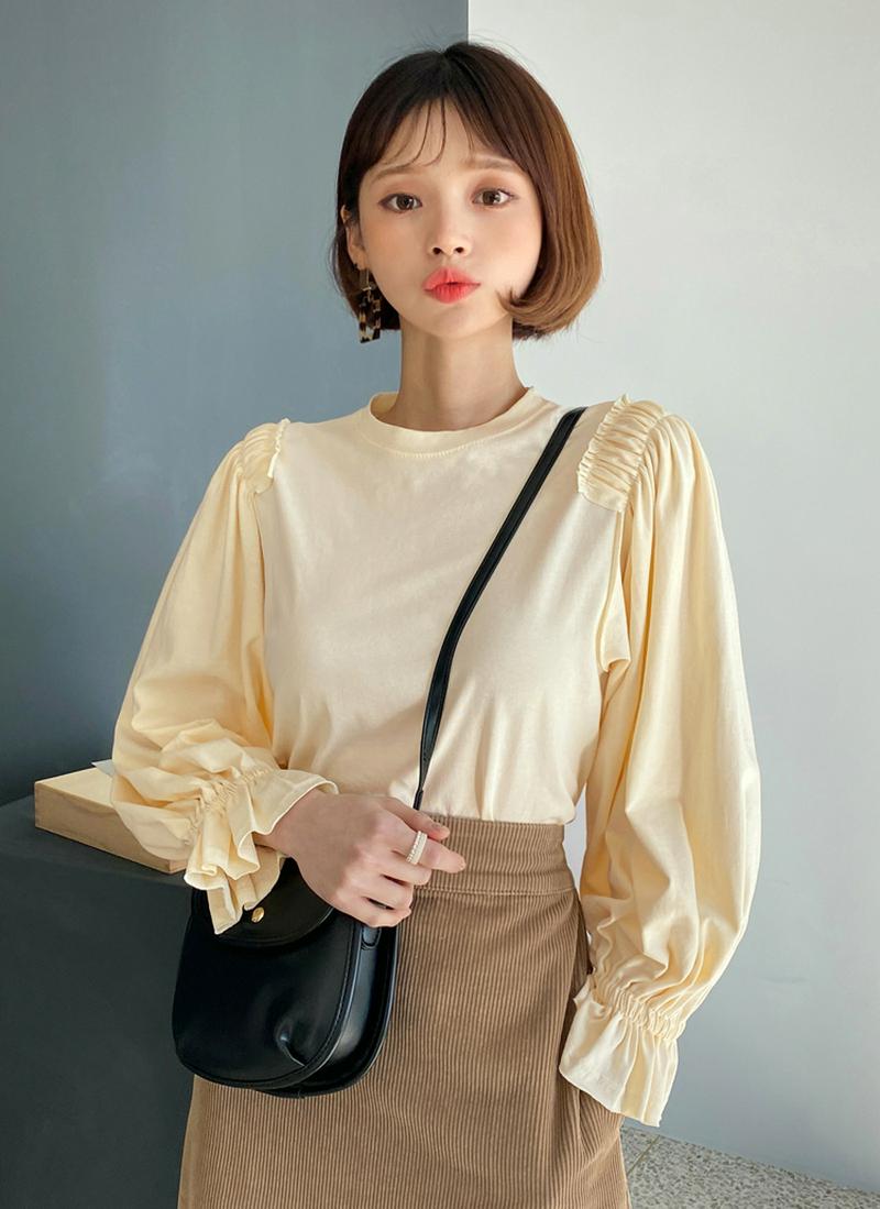 シャーリングパフTシャツ・全4色