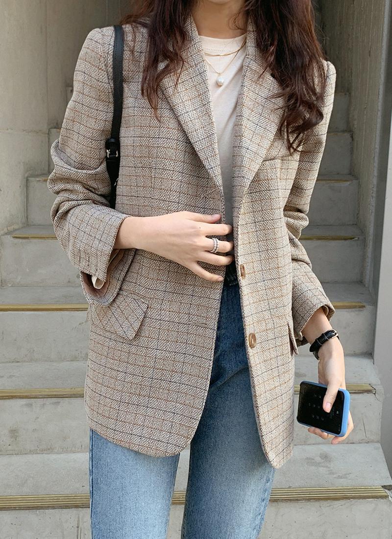 テーラードカラーチェックジャケット