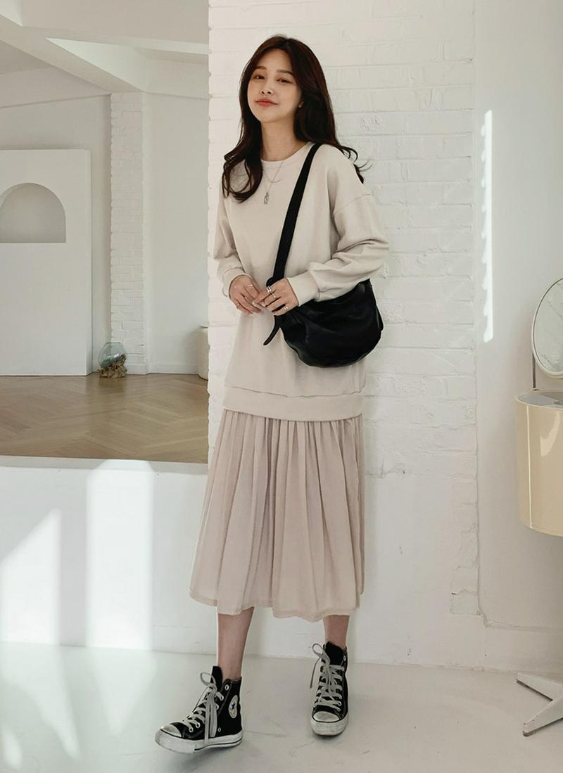 スウェットコンビワンピース・全3色