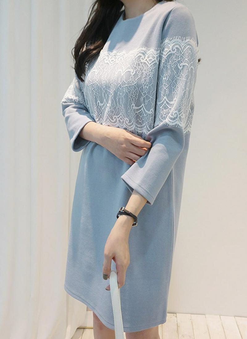 バックジップレースラインワンピース