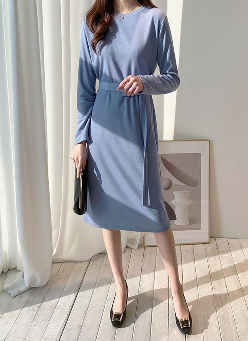 ベルトSETラウンドネックワンピース