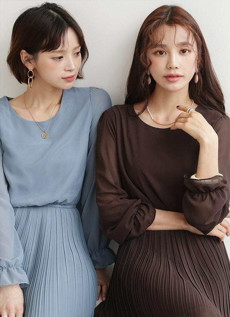 シフォンプリーツワンピース・全7色