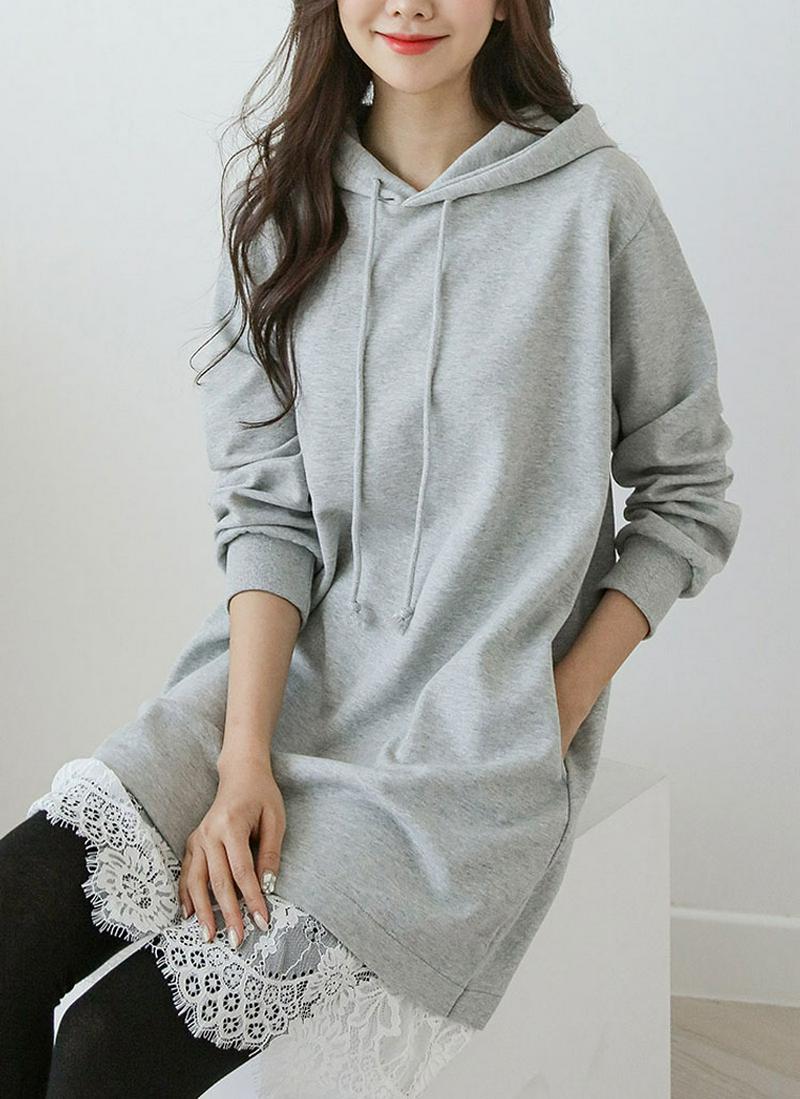 レースヘムフーデットワンピース