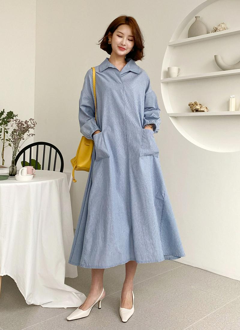 ストライプカラーワンピース・全3色