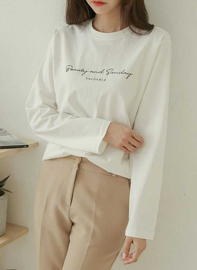 beautyレタリング長袖Tシャツ