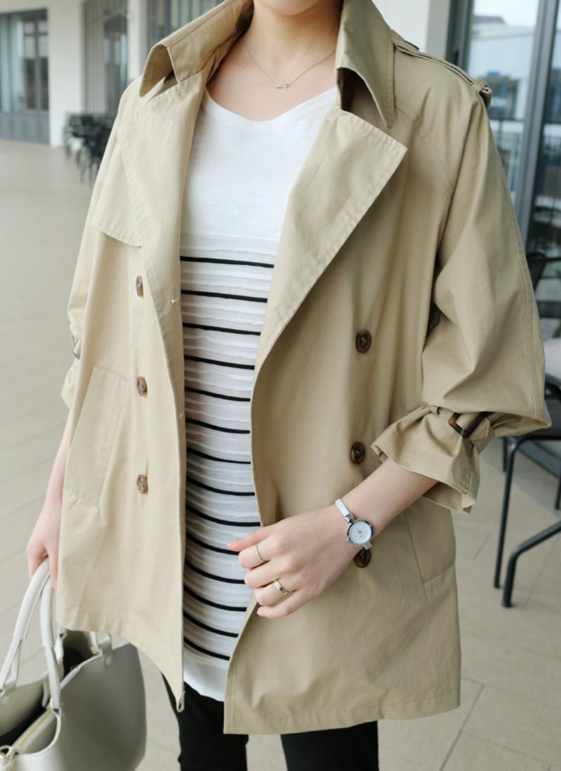 トレンチ風ダブルボタンジャケット