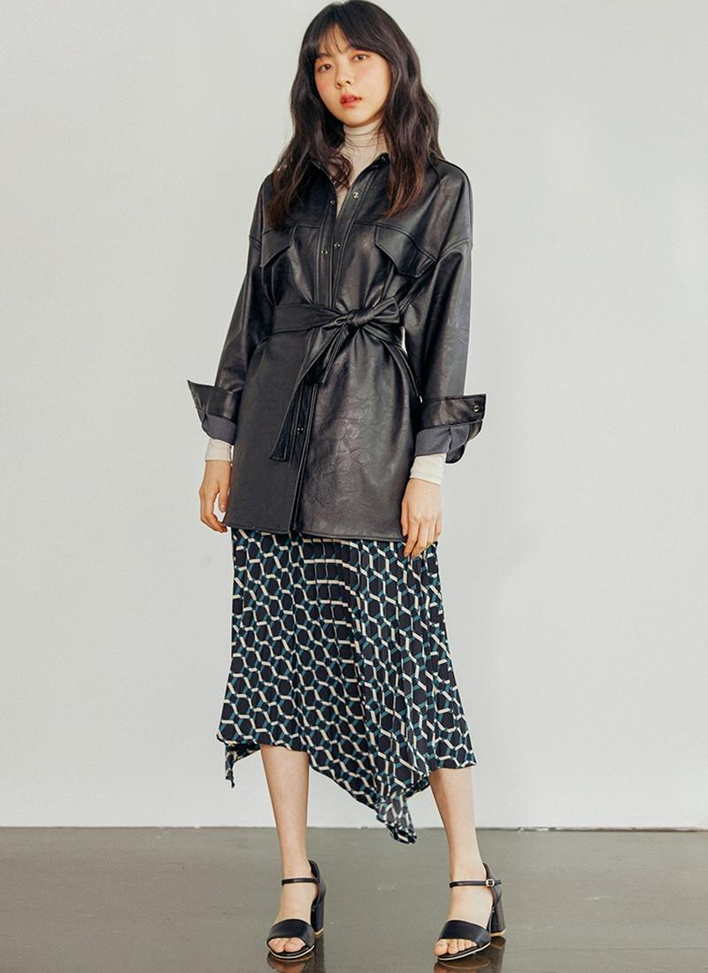 レザー調ダブルフラップジャケット