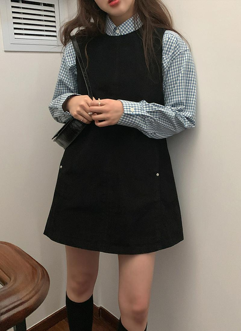 ラウンドネックミニワンピース