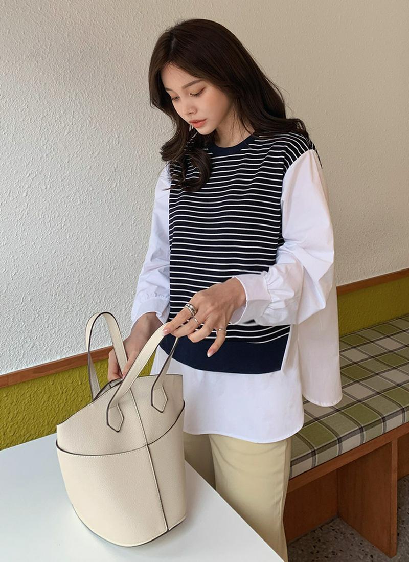 ボーダーコントラストTシャツ・全2色