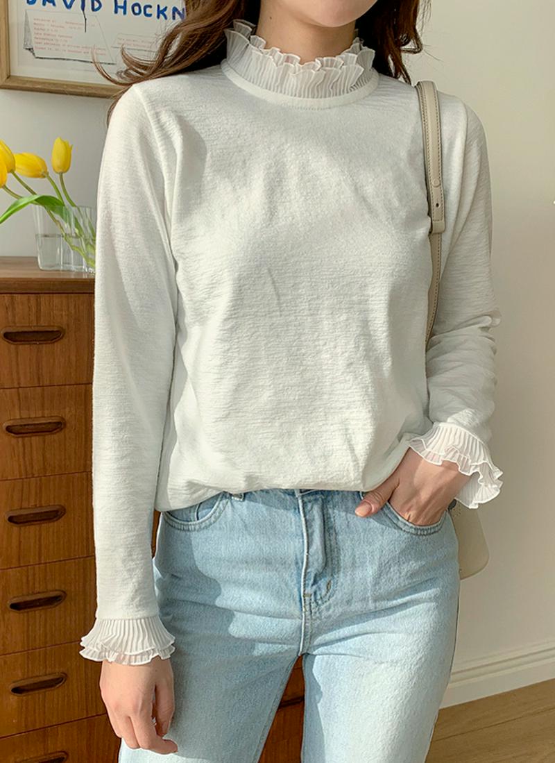 シフォンフリルヘムTシャツ